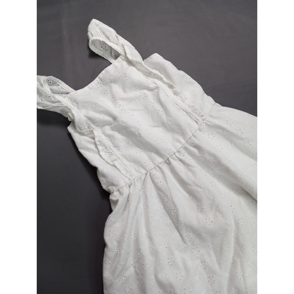 BCBG Girls White Eyelet Lace Ruffle Strap Dress Size 6 Floral Summer